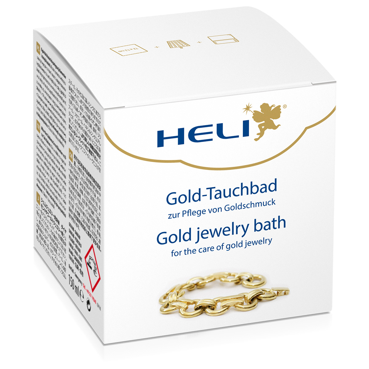 Heli bain de trempage pour l'or avec panier de lavage et chiffon d'entretien, emballage bijoutier, 150 ml