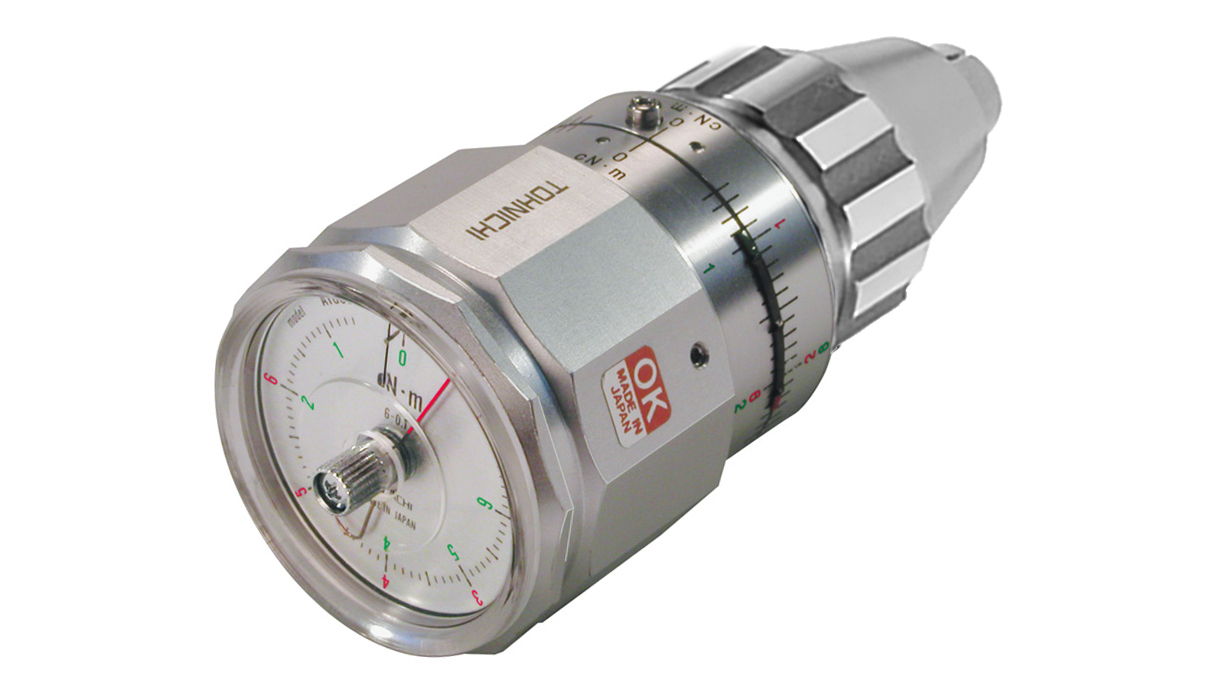 Torsiomètre analogique, type ATG, 0,6 - 6 Ncm, pour la mesure, le contrôle et le serrage à très faible
couple, avec mandrin métallique