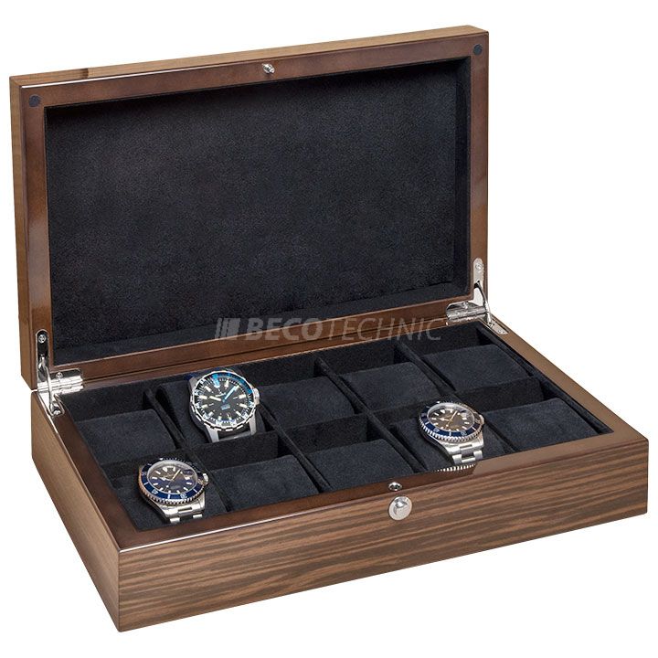 Beco coffre de collection pour 10 montres, macassar poli/noir