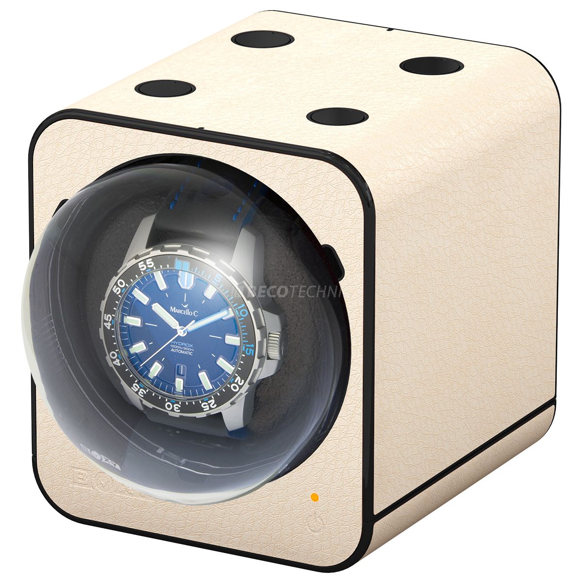 Remontoir Boxy Fancy Brick pour une montre, optique en cuir creme, combinable, sans adaptateur Remontoir Boxy Fancy Brick pour une montre, optique en cuir creme, combinable, sans adaptateur