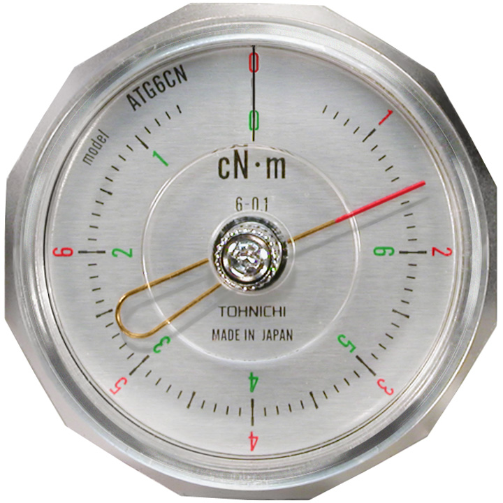 Torsiomètre analogique, type ATG, 1 - 12 Ncm, pour la mesure, le contrôle et le serrage à très faible
couple, avec mandrin en metalique