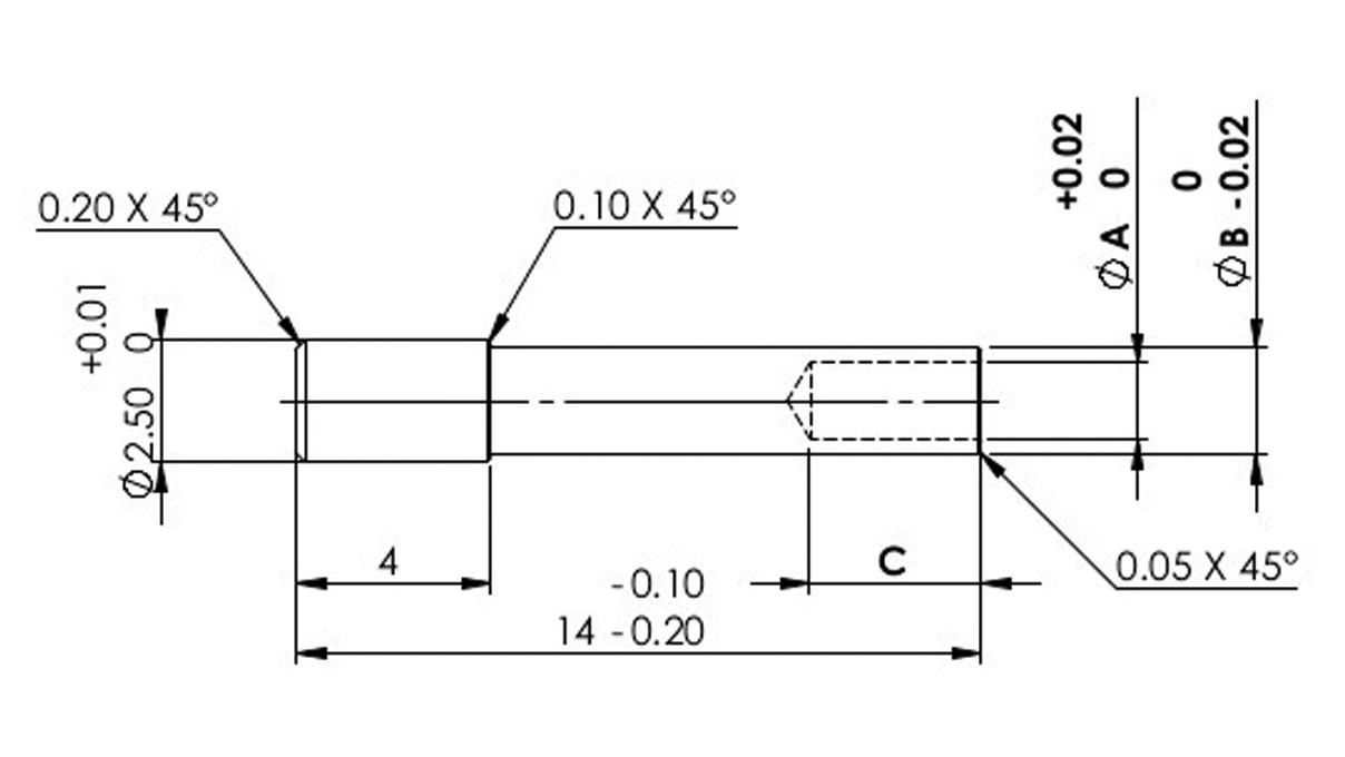 Horia AMF 2000-06 N° 7 tasseau à déchasser les tubes, Ø A 1,1 / Ø B 1,6 mm