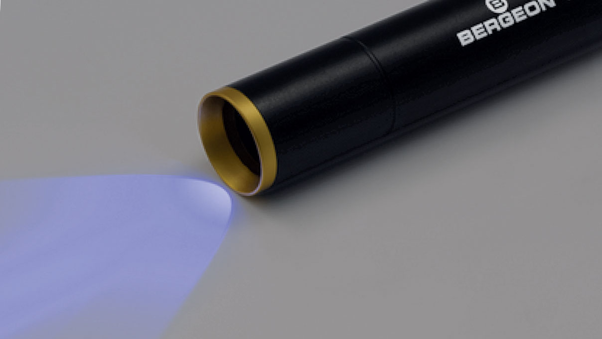 Bergeon 5474 Lampe torche UV, aluminium, lumière bleu-violette