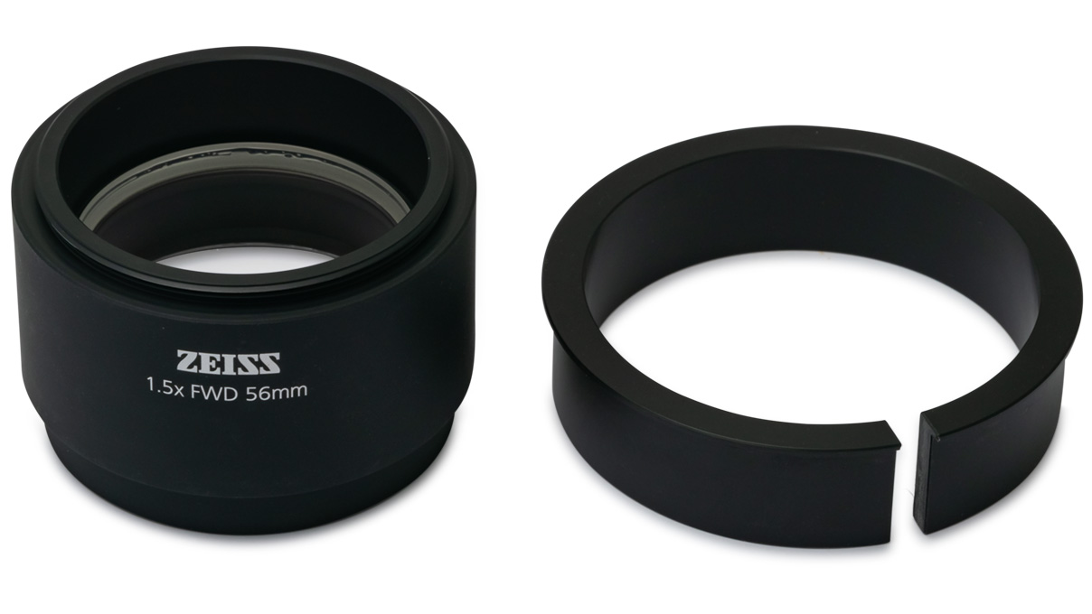 Zeiss Optique avant  3 1,5x FWD 56 mm - filetage M49x0,75 pour analyseur - adaptateur d=58 mm sur D=66 mm