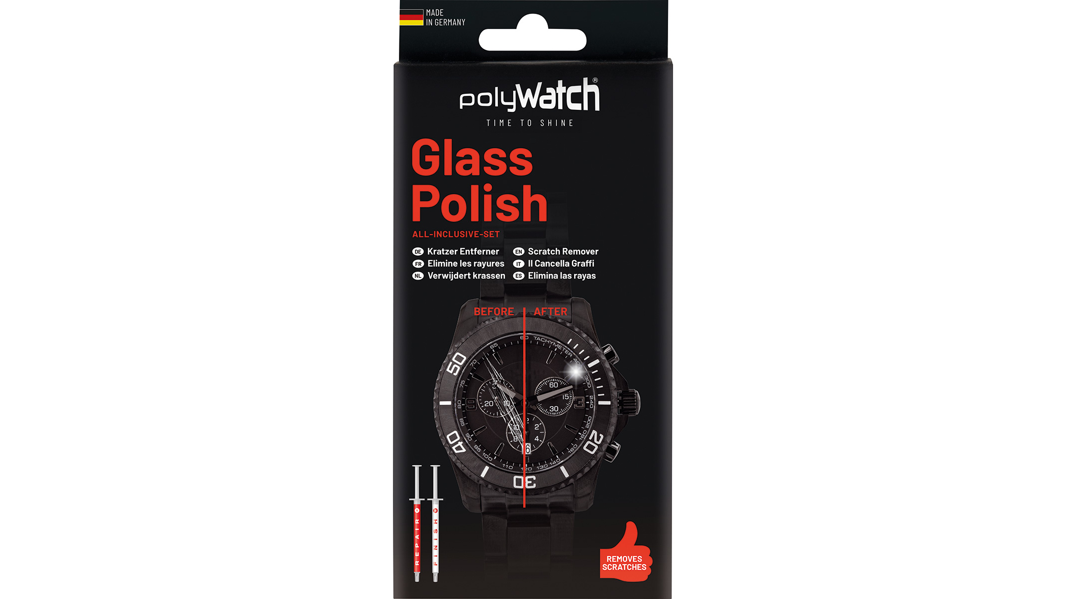 polyWatch Glass Polish, emballage individuel, éliminateur de rayures