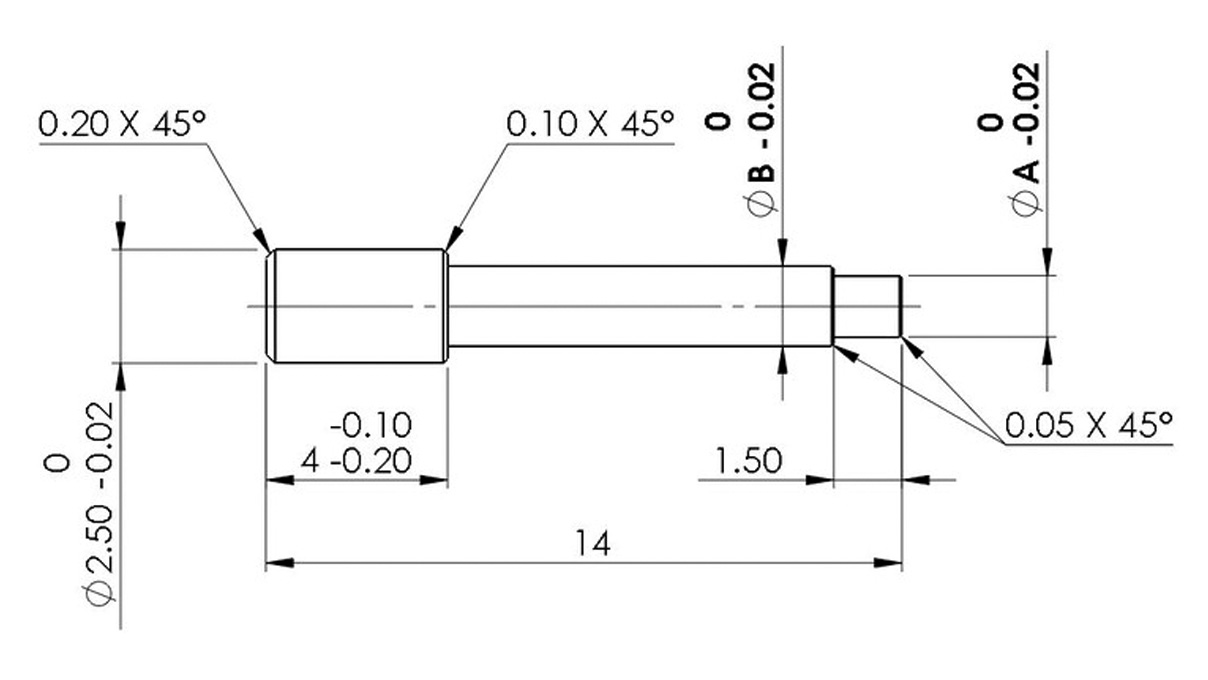 Horia AMF 2000-07 N° 14 tasseau à déchasser les tubes, Ø A 0,65 / Ø B 1,2 mm