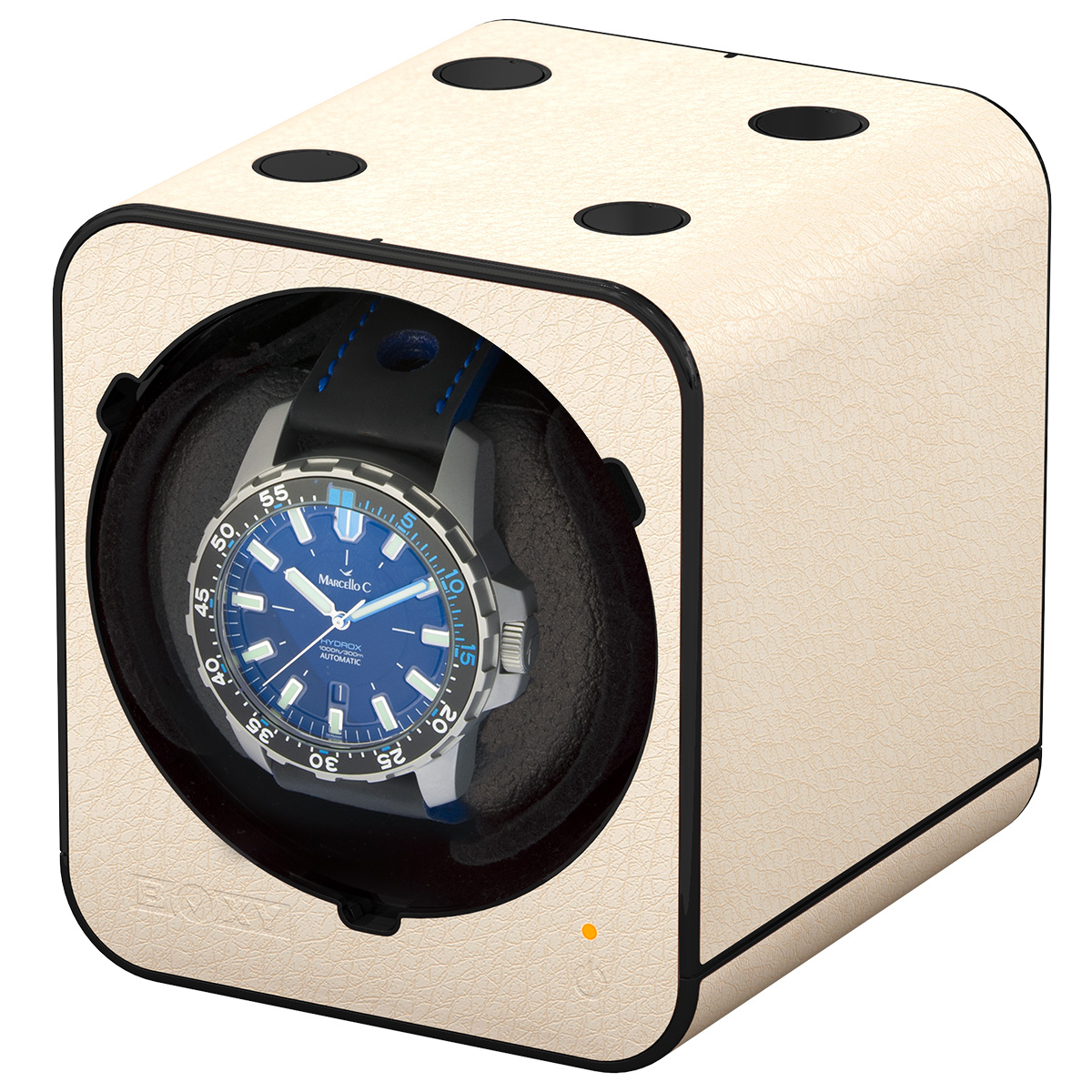 Remontoir Boxy Fancy Brick pour une montre, optique en cuir creme, combinable, sans adaptateur